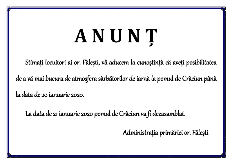 Anunt pomul de craciun